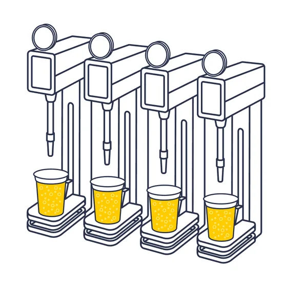 Four Auto Draught units pouring pints side by side